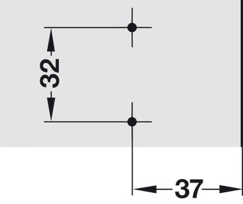 Plaque de montage en forme de croix, Häfele Duomatic A, acier, avec vis pour panneau d’aggloméré, écartement de bord 37 mm (1 7/16)
