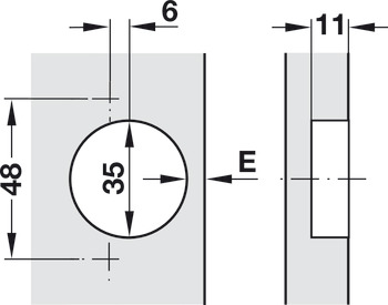 Charnière dissimulée, Duomatic 94°, pour applications d’angle 30°, semi-recouvrant