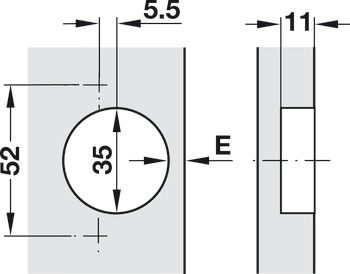 Charnière dissimulée, Duomatic 94°, pour applications d’angle 30°, semi-recouvrant