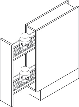 Cadre d’extension pour armoire du bas mince VS SUB, avec amortissement intégré