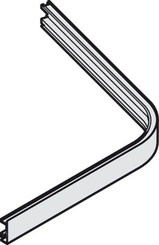 Rail de roulement simple, Extérieur, courbe 75°, longueur latérale : 580 mm (22 27/32)