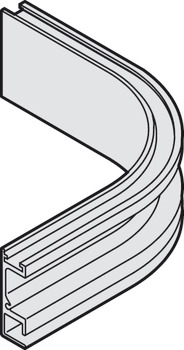 Rail de roulement simple, Courbe 90°, longueur latérale : 70 mm (2 3/4)