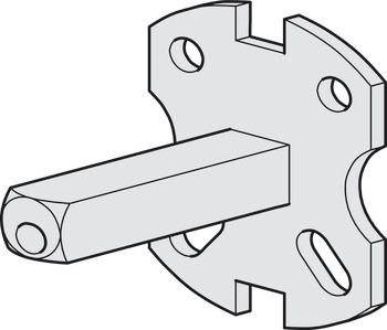 Axe de rotation carré, Carré 8 mm sur plaque