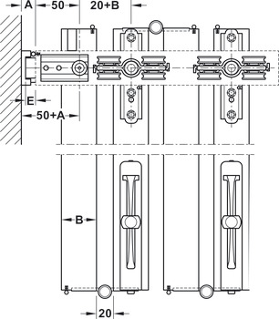 Garnitures pour portes coulissantes, Slido W-Fold32 100T, ensemble