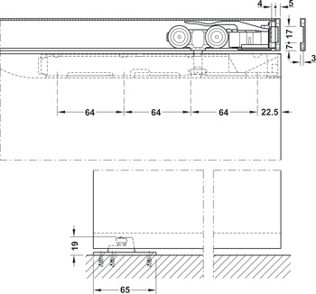 Quincaillerie pour portes coulissantes, Hawa Porta 60/100 HMD, ensemble avec rail de roulement