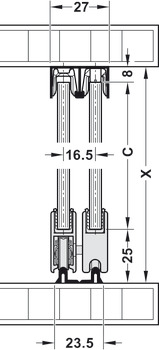 Dispositif de roulement inférieur, Häfele Slido Design 25 IF G, Infront, à glisser ou à tendre