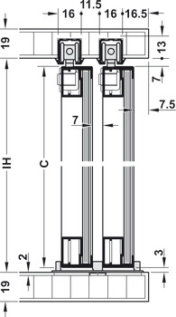 Quincaillerie pour portes coulissantes, Slido Design 20 IF R A, garniture