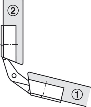 Charnière à onglet, pour portes et abattants, angle d'ouverture de 120°