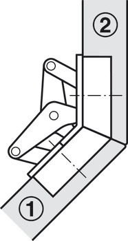 Charnière à onglet, pour portes et abattants, angle d'ouverture de 120°