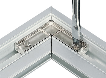 Ferrure d’assemblage d’angle, pour profilé de cadre en aluminium, 2 vis