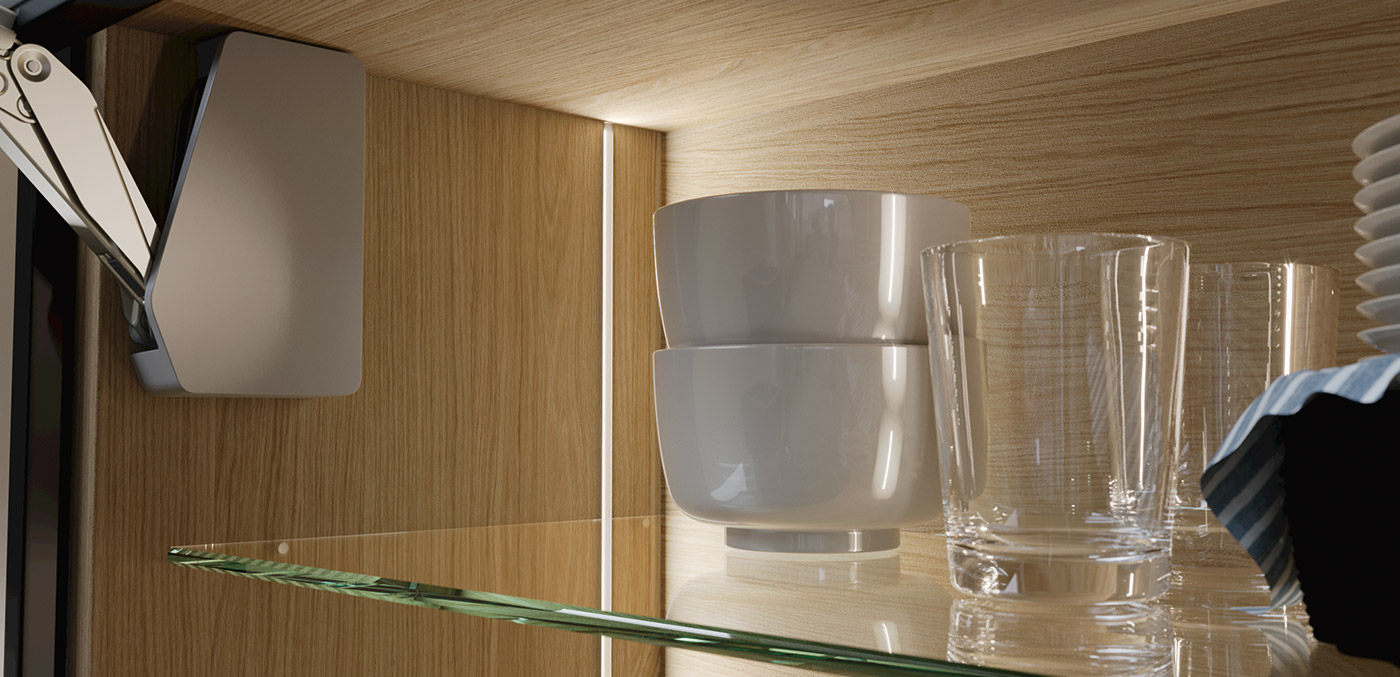 Loox 5 in wall cabinet. Discreet functional light inside the carcase.