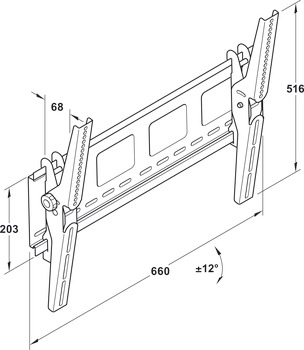 Wall mounted TV support bracket, Load bearing capacity 79 kg